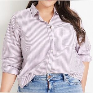 Maurices Lavender and White Striped Blouse